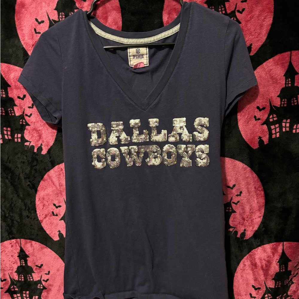 PINK Victoria's Secret NFL Navy Tee “ Pink loves Sunday”
